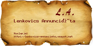 Lenkovics Annunciáta névjegykártya